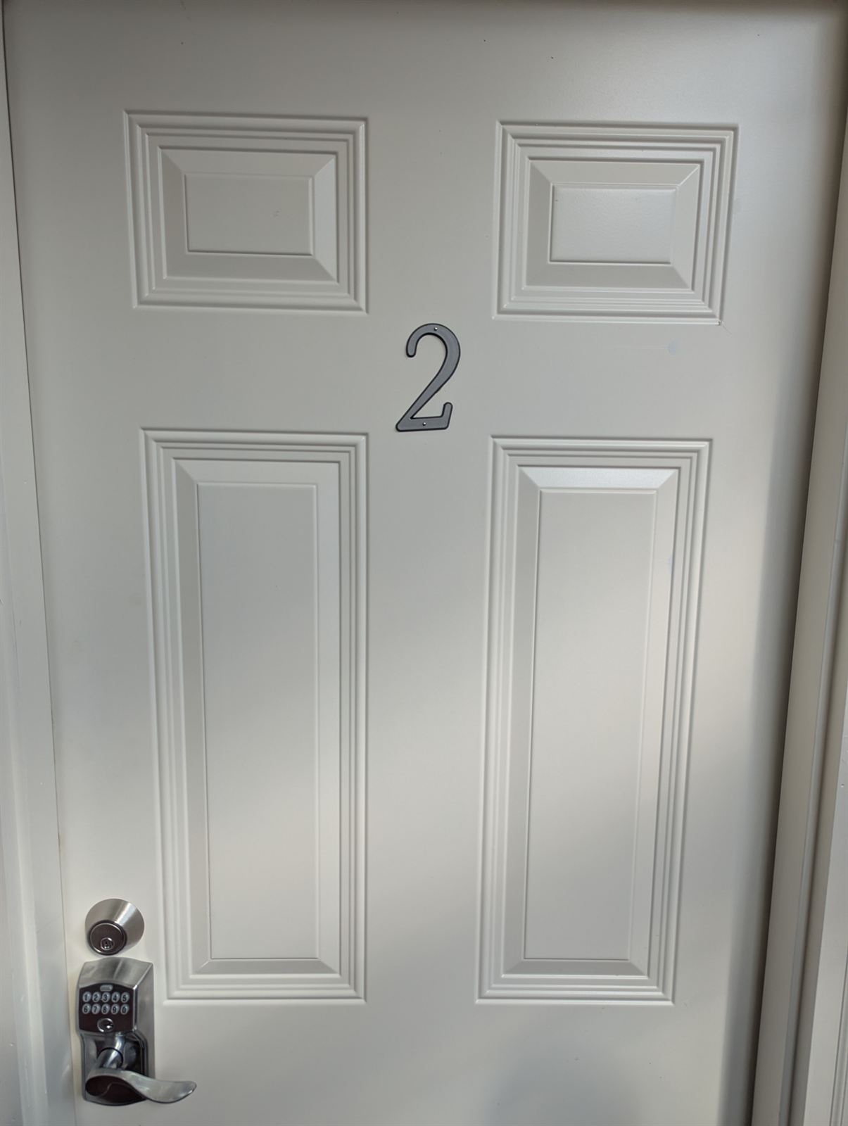 Secure keypad entry door of Unit 2